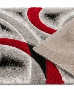 Well Woven Oahu Red Modern Geometric 3D Textured Shag Rug