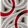 Well Woven Oahu Red Modern Geometric 3D Textured Shag Rug