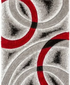 Well Woven Oahu Red Modern Geometric 3D Textured Shag Rug
