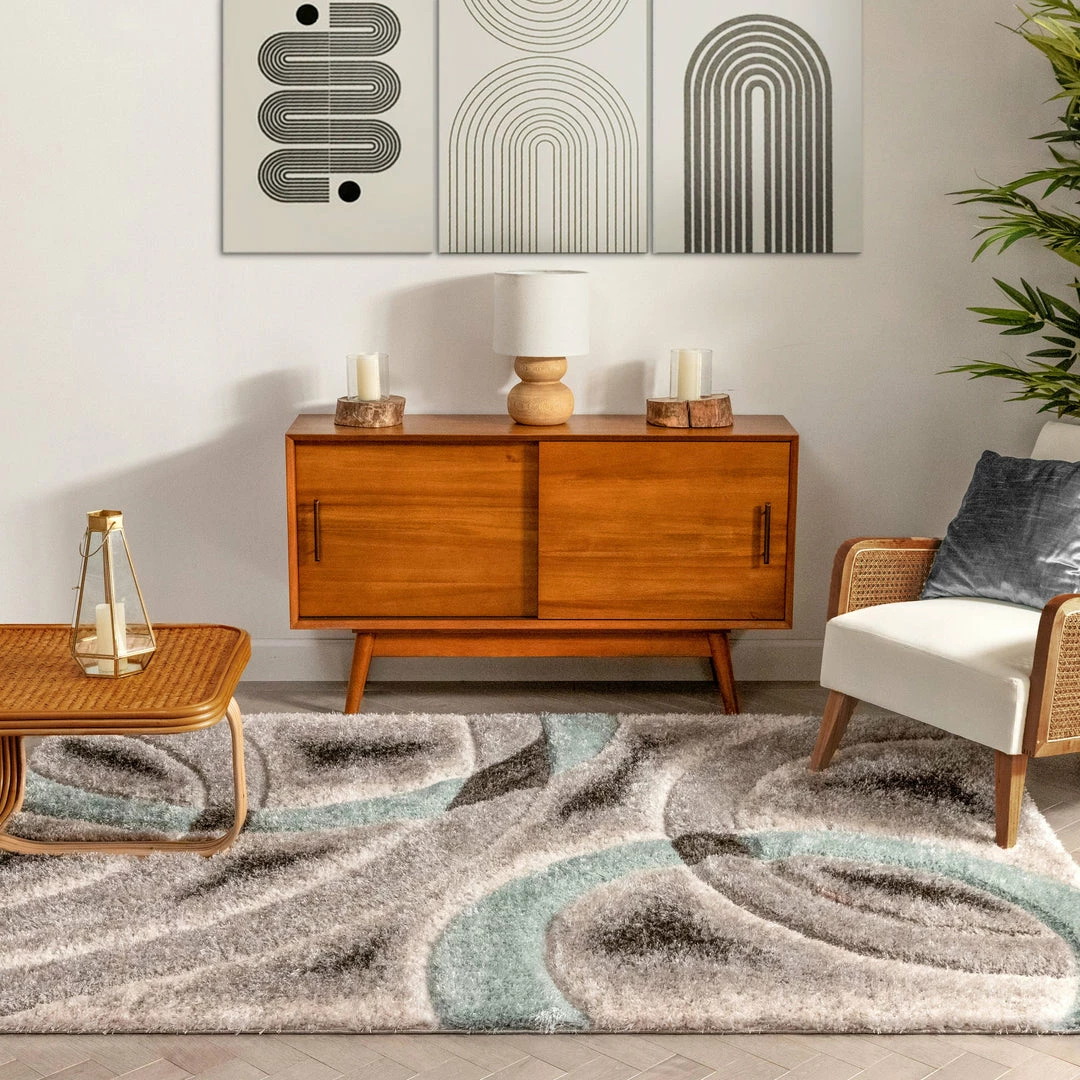 Well Woven Oahu Blue Modern Geometric 3D Textured Shag Rug 6 Well Woven Oahu Blue Modern Geometric 3D Textured Shag Rug