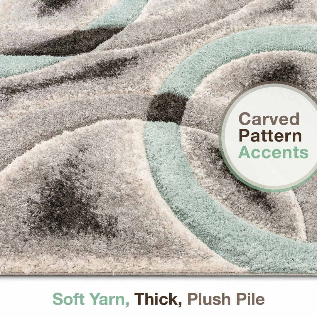 Well Woven Oahu Blue Modern Geometric 3D Textured Shag Rug 5 Well Woven Oahu Blue Modern Geometric 3D Textured Shag Rug