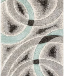 Well Woven Oahu Blue Modern Geometric 3D Textured Shag Rug