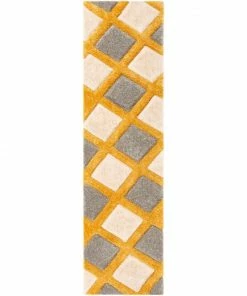 Well Woven Posh Yellow Modern Geometric 3D Textured Shag Rug By Chill Rugs