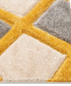 Well Woven Posh Yellow Modern Geometric 3D Textured Shag Rug By Chill Rugs