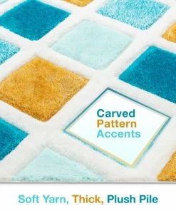 Well Woven Posh Blue Modern Geometric 3D Textured Shag Rug