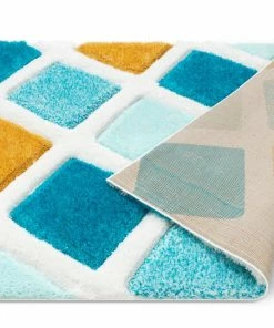 Well Woven Posh Blue Modern Geometric 3D Textured Shag Rug