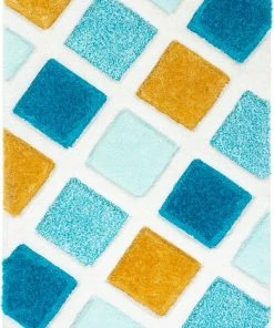 Well Woven Posh Blue Modern Geometric 3D Textured Shag Rug