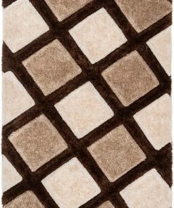 Well Woven Posh Brown Modern Geometric 3D Textured Shag Rug By Chill Rugs