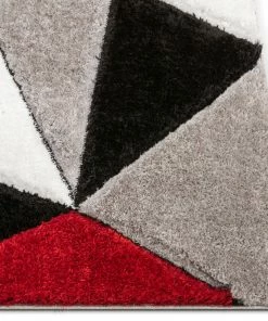 Well Woven Venice Red Modern Geometric 3D Textured Shag Rug