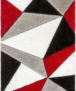 Well Woven Venice Red Modern Geometric 3D Textured Shag Rug