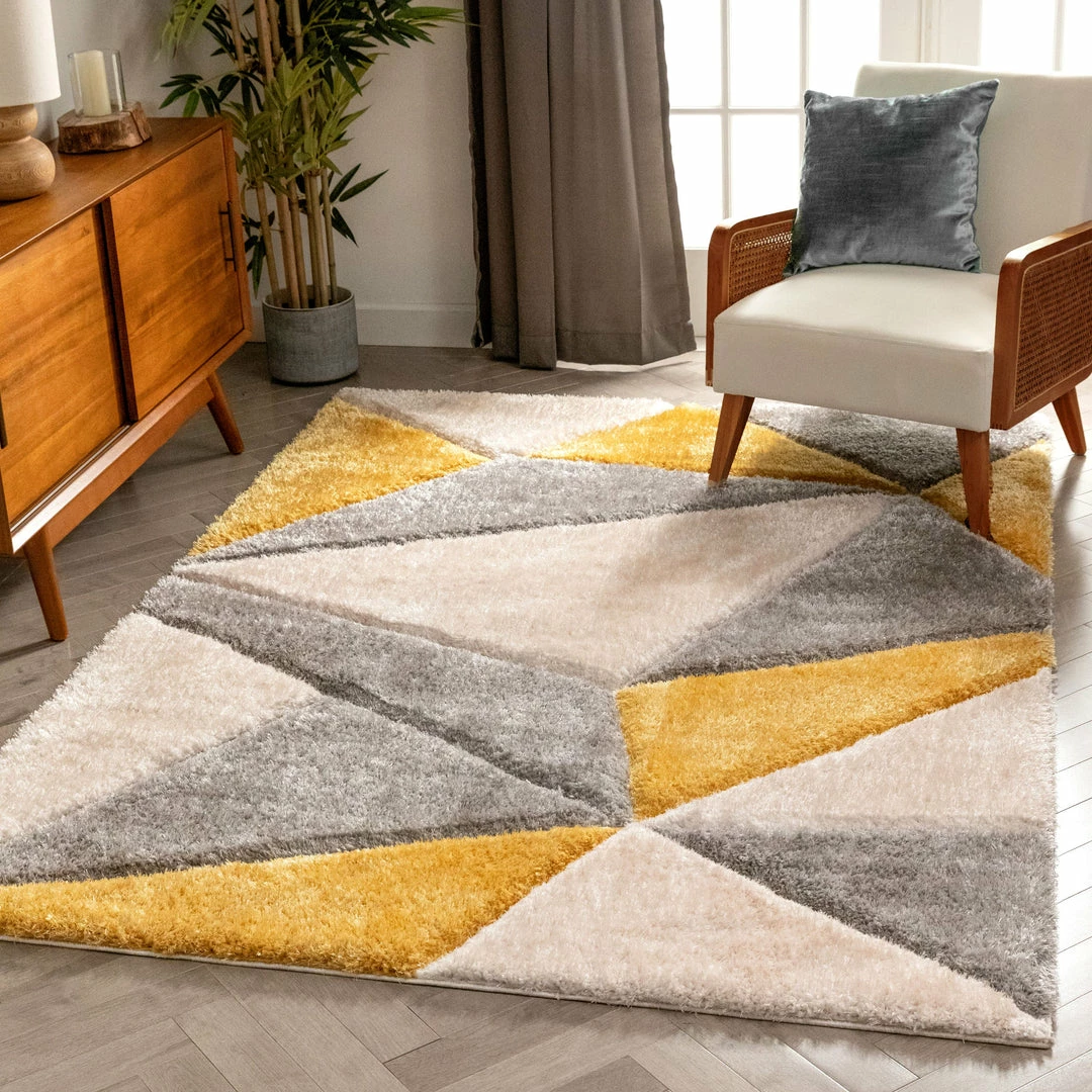 Well Woven Venice Yellow Modern Geometric 3D Textured Shag Rug By Chill Rugs 2 Well Woven Venice Yellow Modern Geometric 3D Textured Shag Rug By Chill Rugs