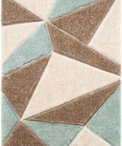 Well Woven Venice Ivory Modern Geometric 3D Textured Shag Rug By Chill Rugs