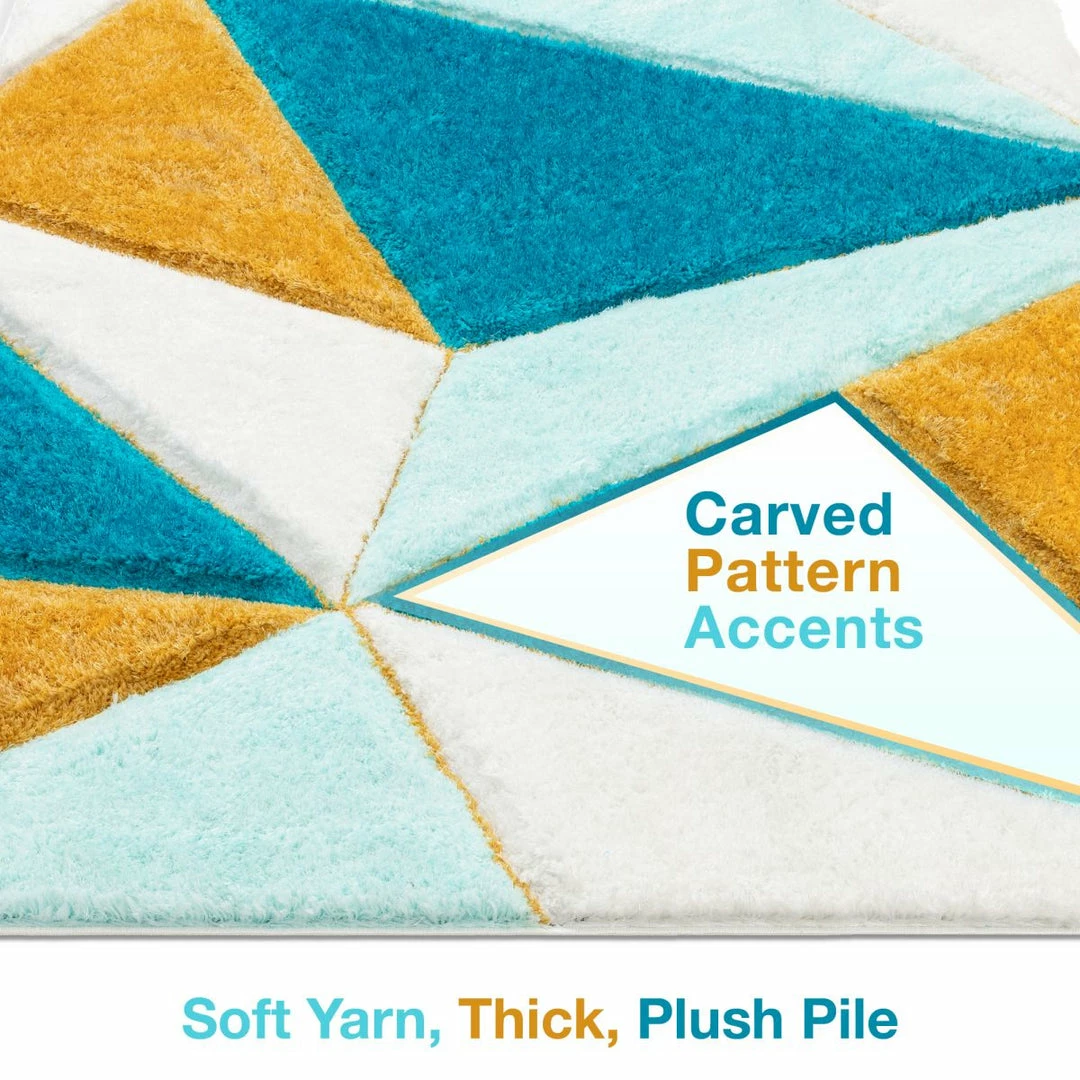 Well Woven Venice Blue Modern Geometric 3D Textured Shag Rug 6 Well Woven Venice Blue Modern Geometric 3D Textured Shag Rug