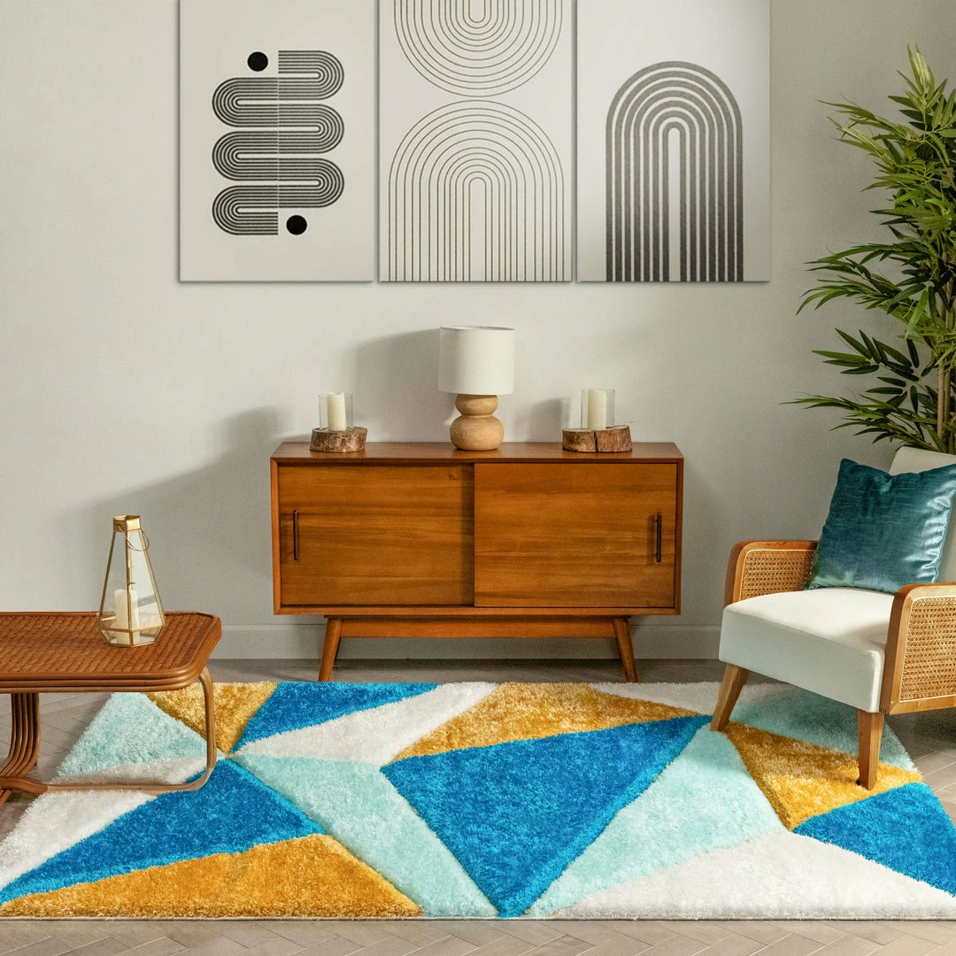 Well Woven Venice Blue Modern Geometric 3D Textured Shag Rug 5 Well Woven Venice Blue Modern Geometric 3D Textured Shag Rug