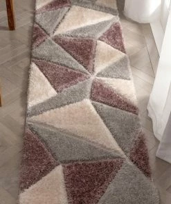 Well Woven Venice Purple Modern Geometric 3D Textured Shag Rug By Chill Rugs