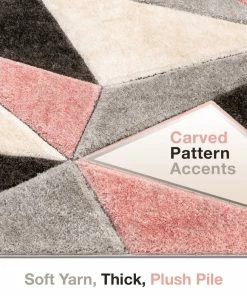 Well Woven Venice Blush Modern Geometric 3D Textured Shag Rug