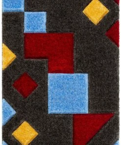 Well Woven Teahupo Black Modern Geometric 3D Textured Shag Rug By Chill Rugs