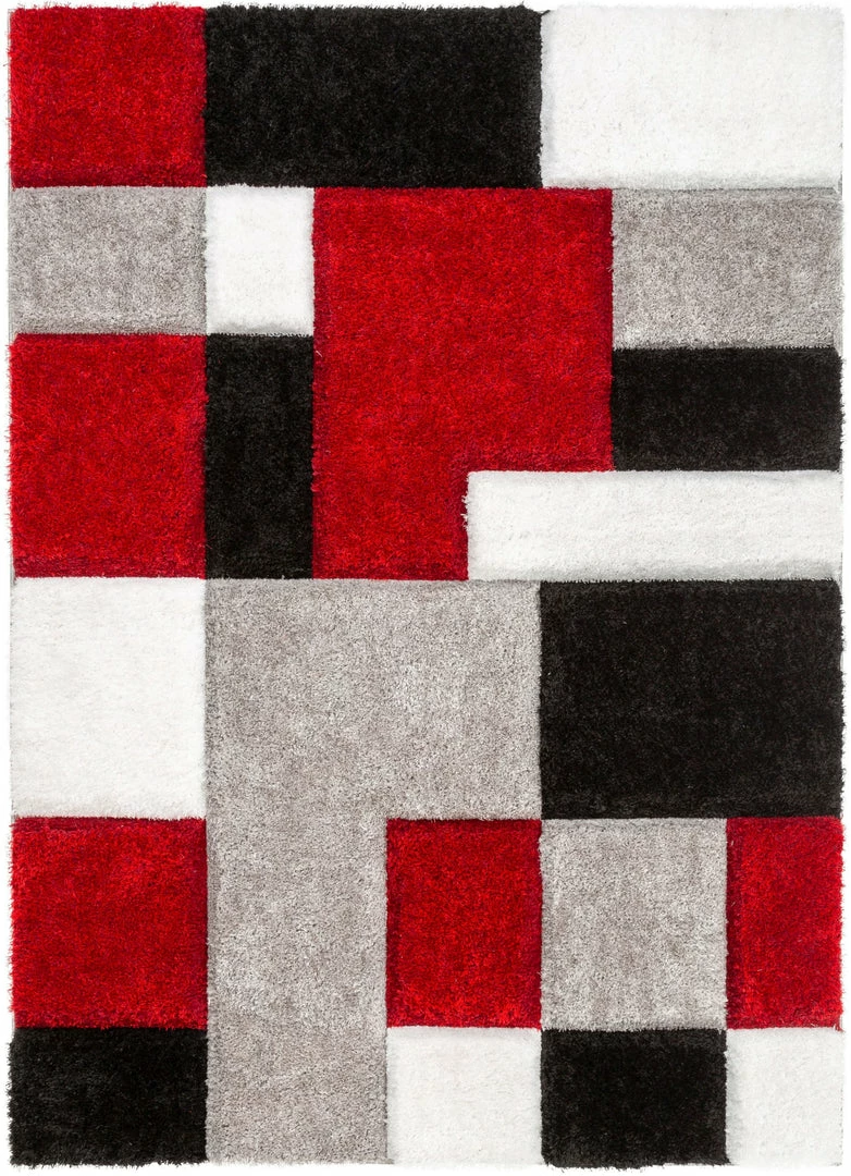 Well Woven Escondido Red Modern Geometric 3D Textured Shag Rug 2 Well Woven Escondido Red Modern Geometric 3D Textured Shag Rug