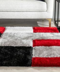 Well Woven Escondido Red Modern Geometric 3D Textured Shag Rug 25 Well Woven Escondido Red Modern Geometric 3D Textured Shag Rug
