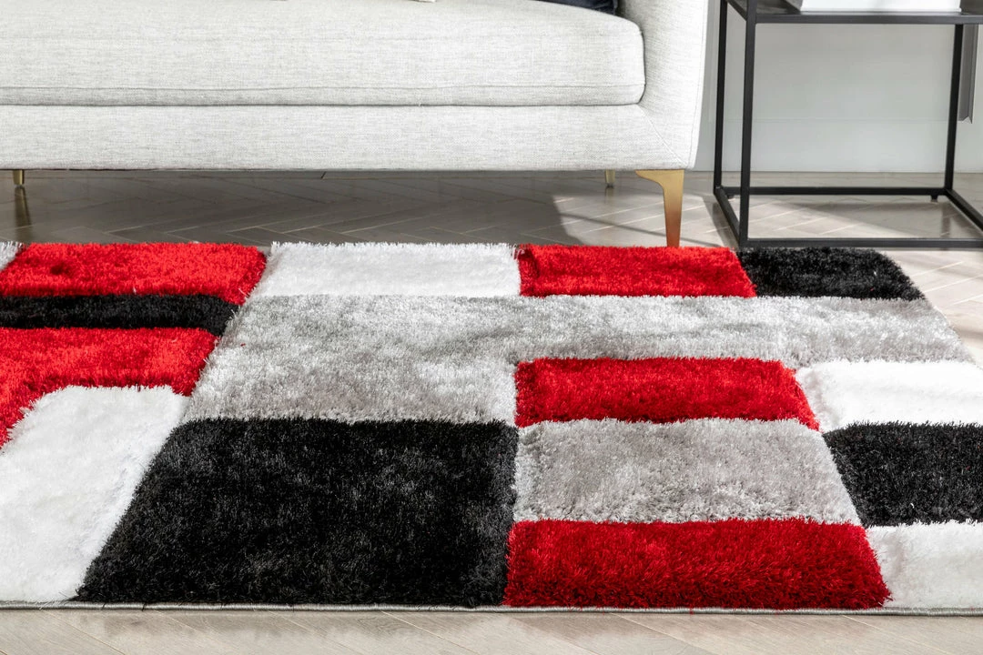 Well Woven Escondido Red Modern Geometric 3D Textured Shag Rug 13 Well Woven Escondido Red Modern Geometric 3D Textured Shag Rug
