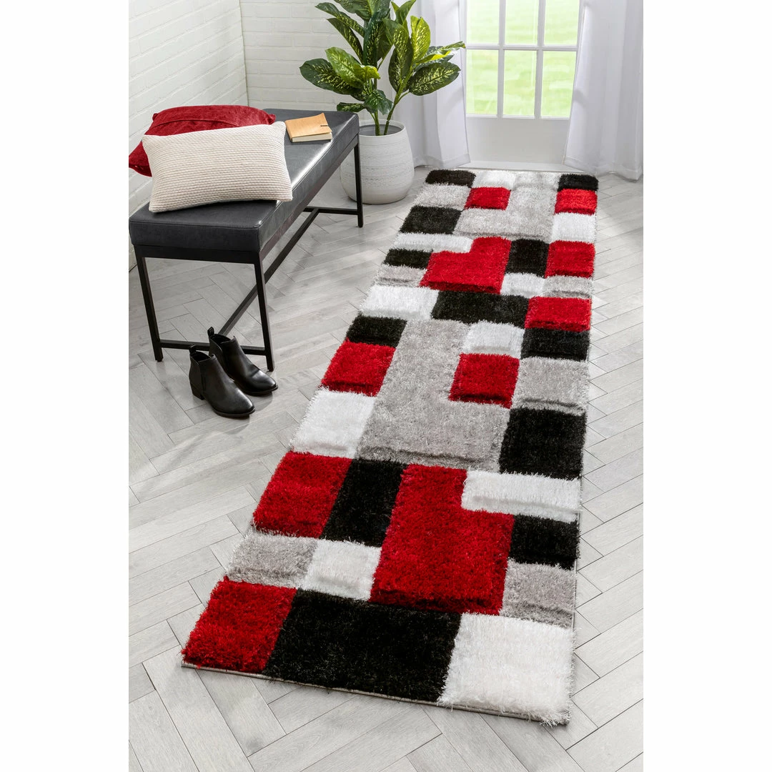 Well Woven Escondido Red Modern Geometric 3D Textured Shag Rug 8 Well Woven Escondido Red Modern Geometric 3D Textured Shag Rug