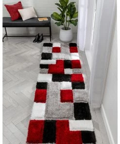 Well Woven Escondido Red Modern Geometric 3D Textured Shag Rug 22 Well Woven Escondido Red Modern Geometric 3D Textured Shag Rug