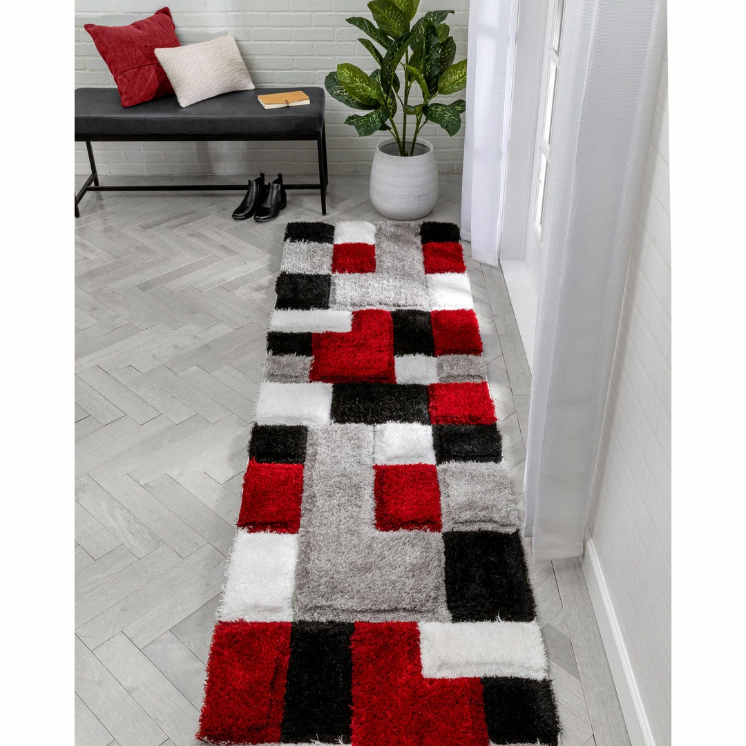 Well Woven Escondido Red Modern Geometric 3D Textured Shag Rug 10 Well Woven Escondido Red Modern Geometric 3D Textured Shag Rug