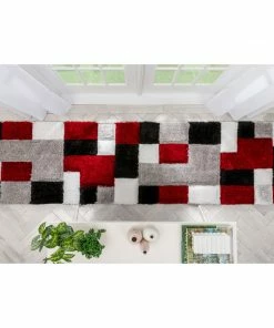 Well Woven Escondido Red Modern Geometric 3D Textured Shag Rug 21 Well Woven Escondido Red Modern Geometric 3D Textured Shag Rug
