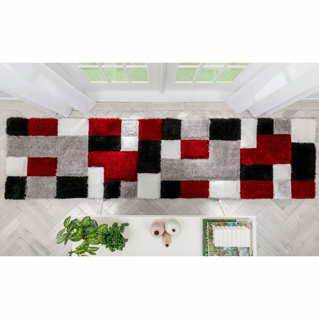 Well Woven Escondido Red Modern Geometric 3D Textured Shag Rug 9 Well Woven Escondido Red Modern Geometric 3D Textured Shag Rug
