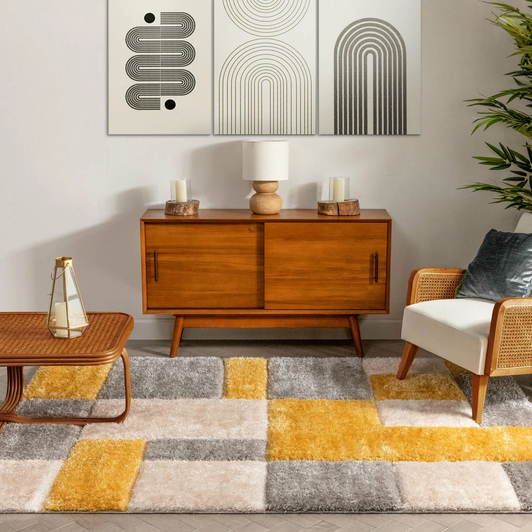Well Woven Escondido Yellow Modern Geometric 3D Textured Shag Rug By Chill Rugs 4 Well Woven Escondido Yellow Modern Geometric 3D Textured Shag Rug By Chill Rugs