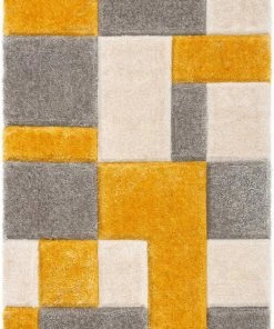 Well Woven Escondido Yellow Modern Geometric 3D Textured Shag Rug By Chill Rugs