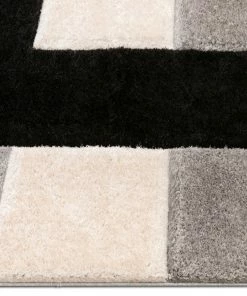 Well Woven Escondido Black Modern Geometric 3D Textured Shag Rug