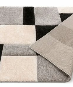 Well Woven Escondido Black Modern Geometric 3D Textured Shag Rug