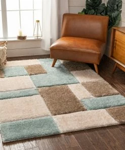 Well Woven Escondido Blue Modern Geometric 3D Textured Shag Rug By Chill Rugs