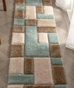 Well Woven Escondido Blue Modern Geometric 3D Textured Shag Rug By Chill Rugs