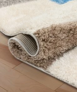 Well Woven Escondido Modern Geometric Boxes Shag Light Blue 3D Textured Thick & Soft Shag Rug