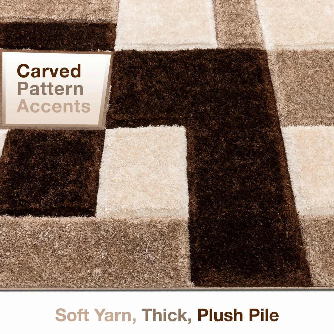 Well Woven Escondido Brown Modern Geometric 3D Textured Shag Rug 6 Well Woven Escondido Brown Modern Geometric 3D Textured Shag Rug