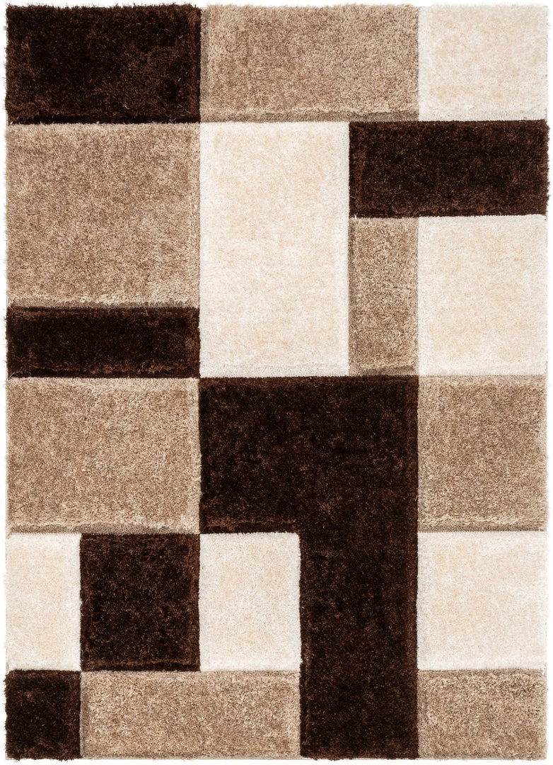 Well Woven Escondido Brown Modern Geometric 3D Textured Shag Rug 1 Well Woven Escondido Brown Modern Geometric 3D Textured Shag Rug