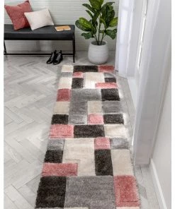 Well Woven Escondido Blush Modern Geometric 3D Textured Shag Rug