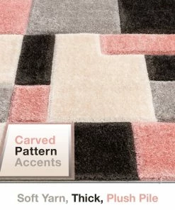 Well Woven Escondido Blush Modern Geometric 3D Textured Shag Rug