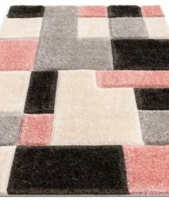 Well Woven Escondido Blush Modern Geometric 3D Textured Shag Rug