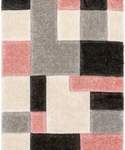 Well Woven Escondido Blush Modern Geometric 3D Textured Shag Rug