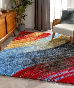 Well Woven Mojave Red Modern 3D Textured Shag Rug By Chill Rugs