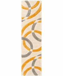 Well Woven Bevel Yellow Modern Geometric 3D Textured Shag Rug