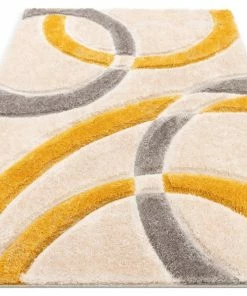 Well Woven Bevel Yellow Modern Geometric 3D Textured Shag Rug