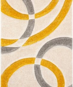 Well Woven Bevel Yellow Modern Geometric 3D Textured Shag Rug