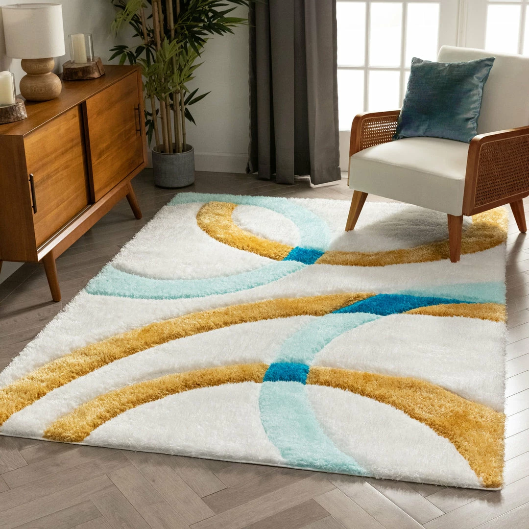Well Woven Bevel Blue Modern Geometric 3D Textured Shag Rug 2 Well Woven Bevel Blue Modern Geometric 3D Textured Shag Rug