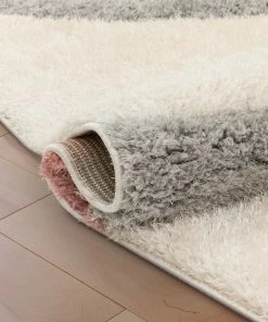 Well Woven Bevel Modern Geometric Arcs & Shapes Shag Blush Grey 3D Textured Thick & Soft Shag Rug