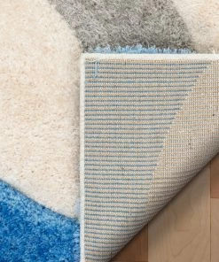Well Woven Bevel Modern Geometric Arcs & Shapes Shag Light Blue Grey 3D Textured Thick & Soft Shag Rug