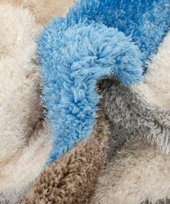 Well Woven Bevel Modern Geometric Arcs & Shapes Shag Light Blue Grey 3D Textured Thick & Soft Shag Rug